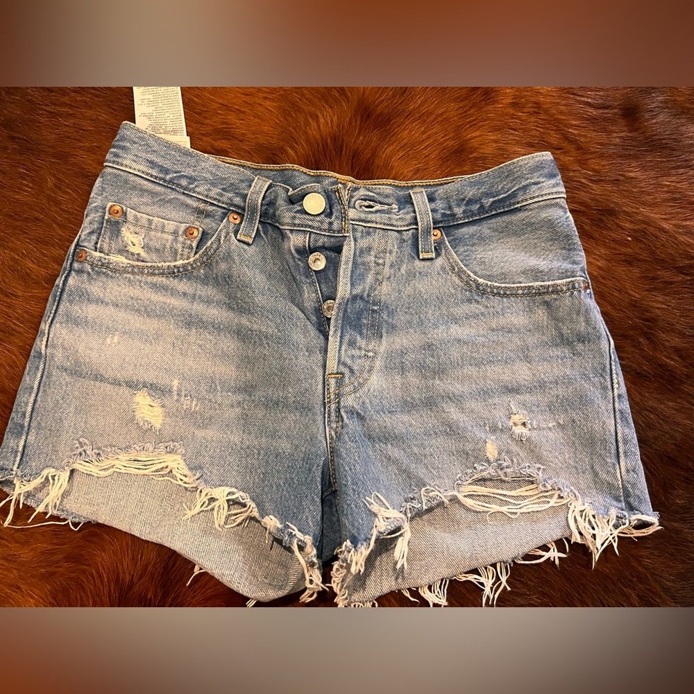 Levi's Light Blue Distressed Jean Shorts